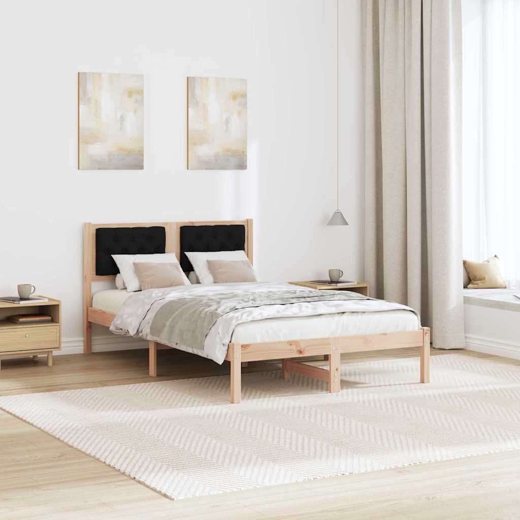 Bettrahmen Schwarz 135 x 190 cm Massives Kiefernholz