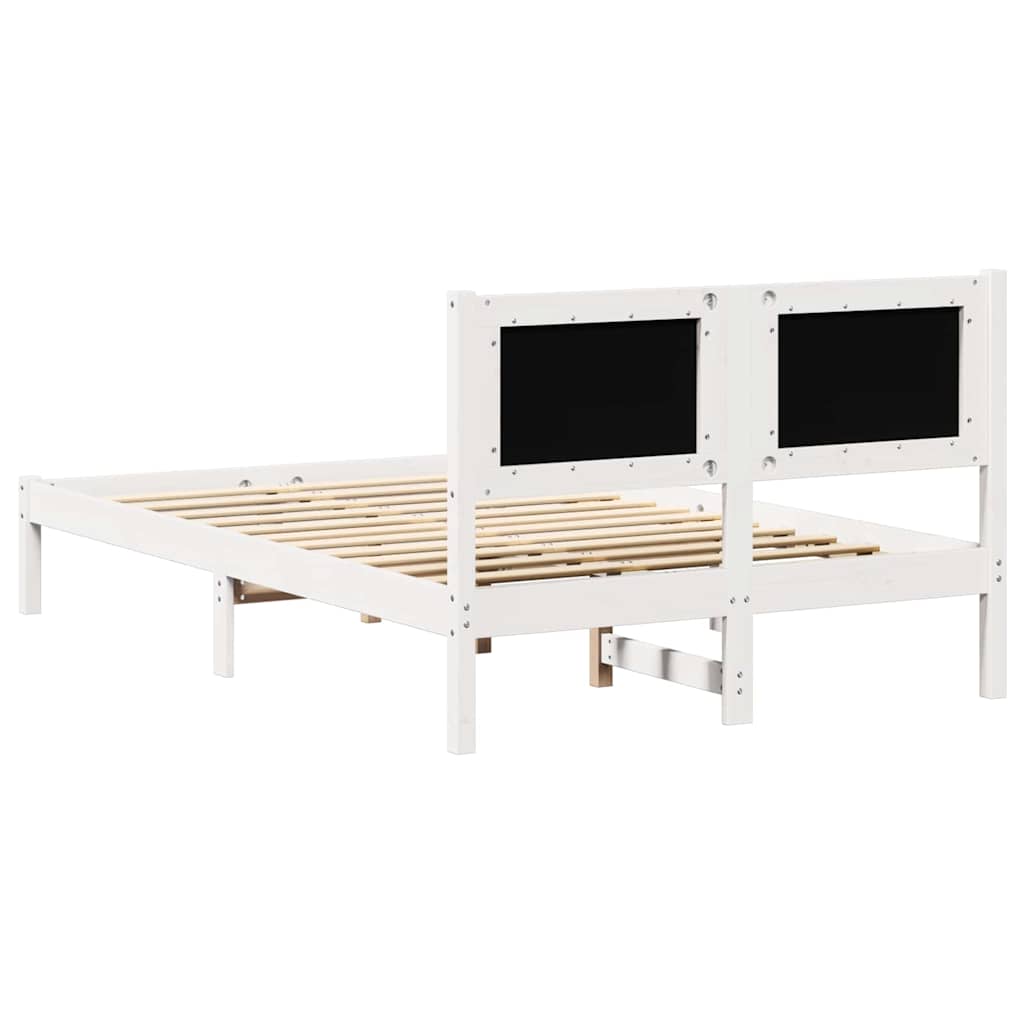Bettrahmen Hellgrau 135 x 190 cm Massives Kiefernholz