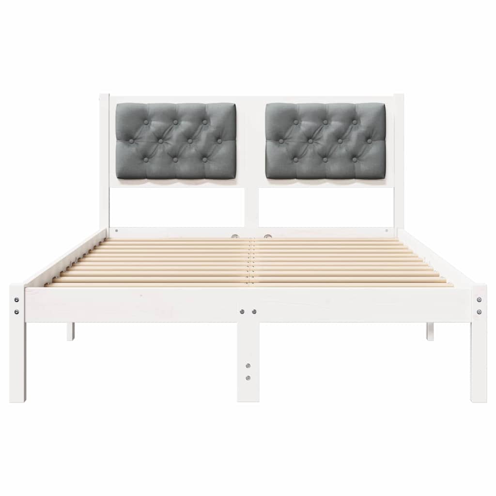 Bettrahmen Hellgrau 135 x 190 cm Massives Kiefernholz