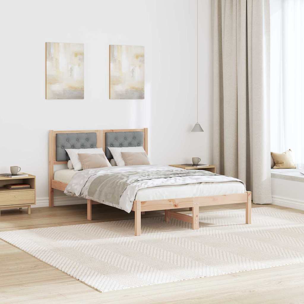 Bettrahmen Hellgrau 120 x 190 cm Massives Kiefernholz