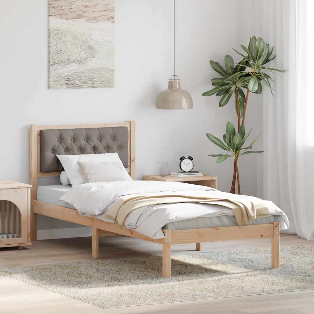 Bettrahmen mit Kopfteil Taupe 90 x 190 cm Massives Kiefernholz