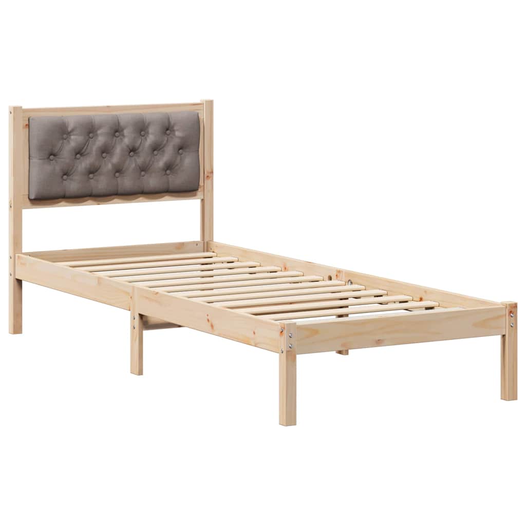 Bettrahmen mit Kopfteil Taupe 75 x 190 cm Massives Kiefernholz