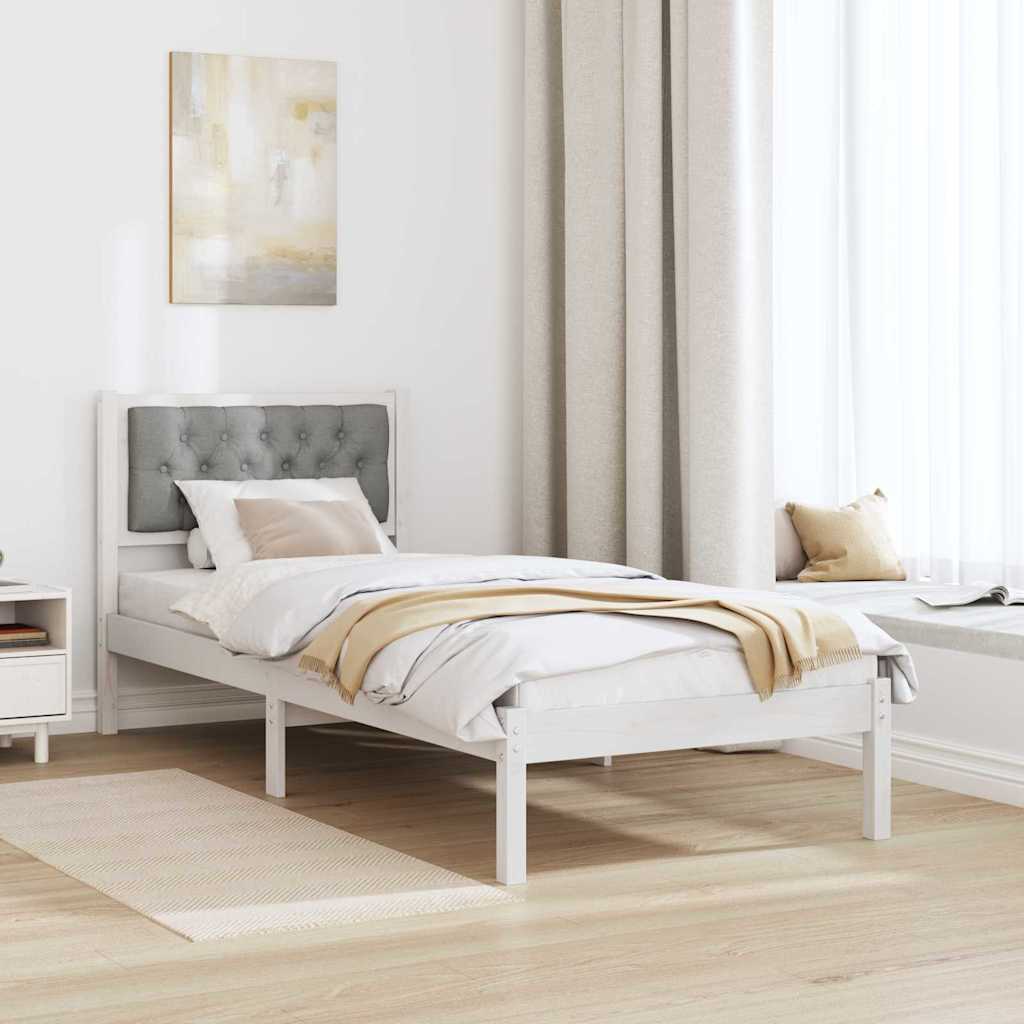 Bettrahmen Hellgrau 75 x 190 cm Massives Kiefernholz