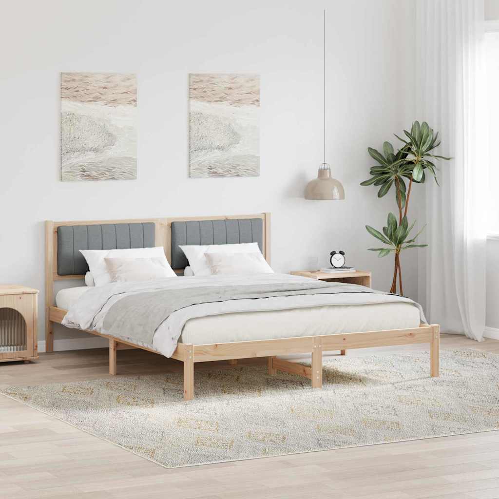 Bettgestell mit gepolstertem Kopfteil Hellgrau 160 x 200 cm