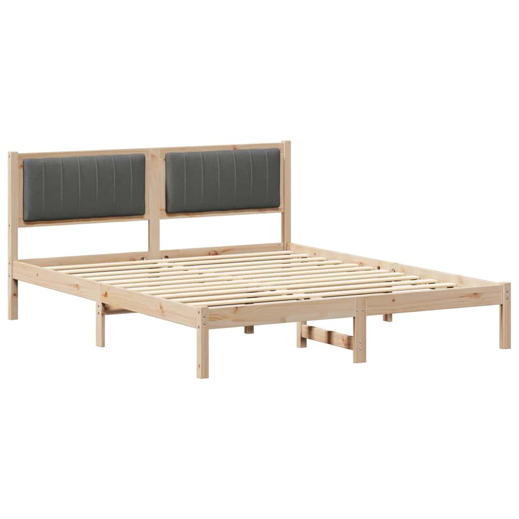 Bettgestell mit gepolstertem Kopfteil Dunkelgrau 160 x 200 cm