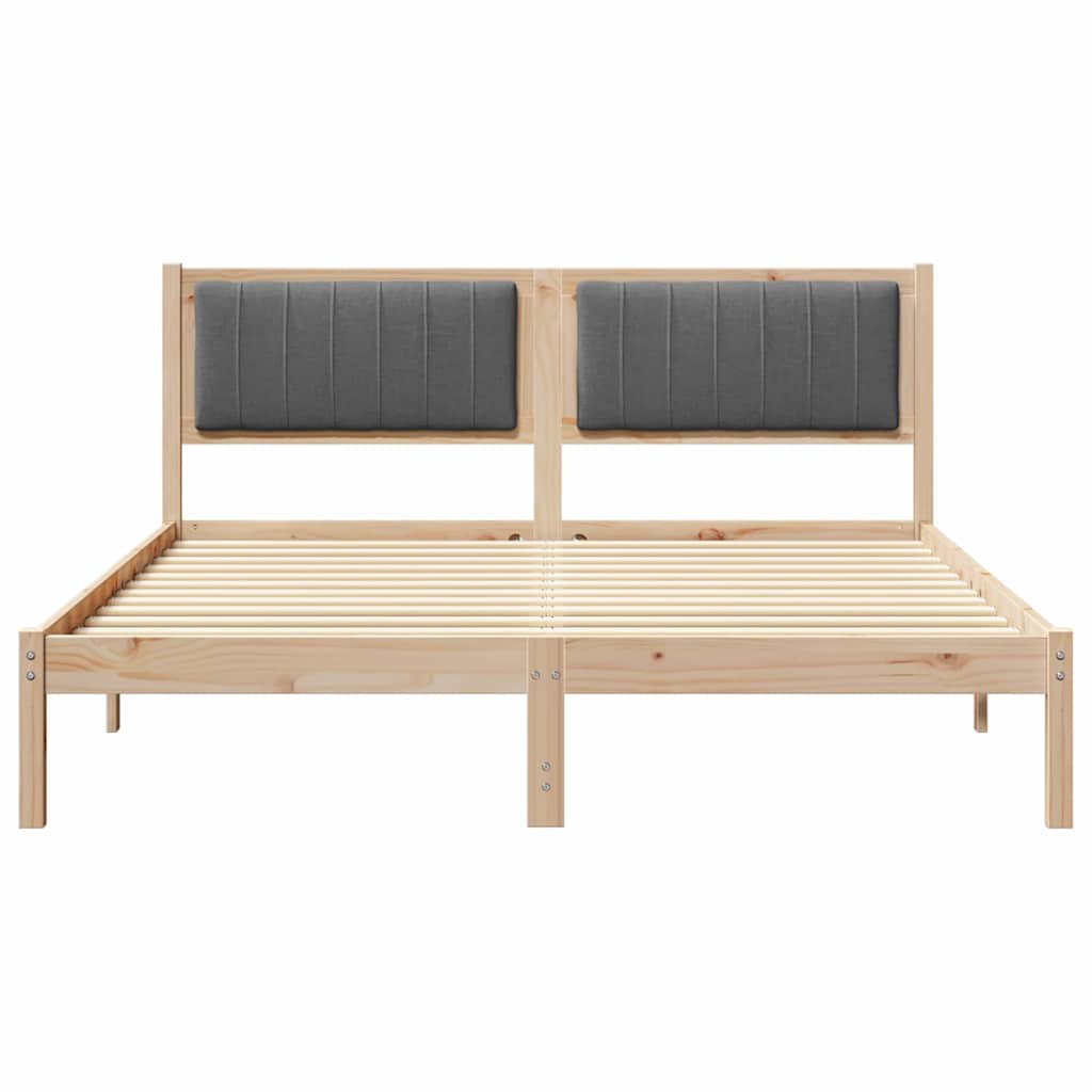 Bettgestell mit gepolstertem Kopfteil Dunkelgrau 160 x 200 cm