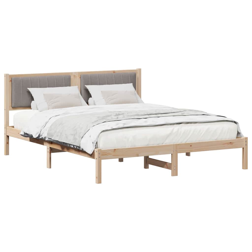 Bettgestell mit gepolstertem Kopfteil Taupe 160 x 200 cm
