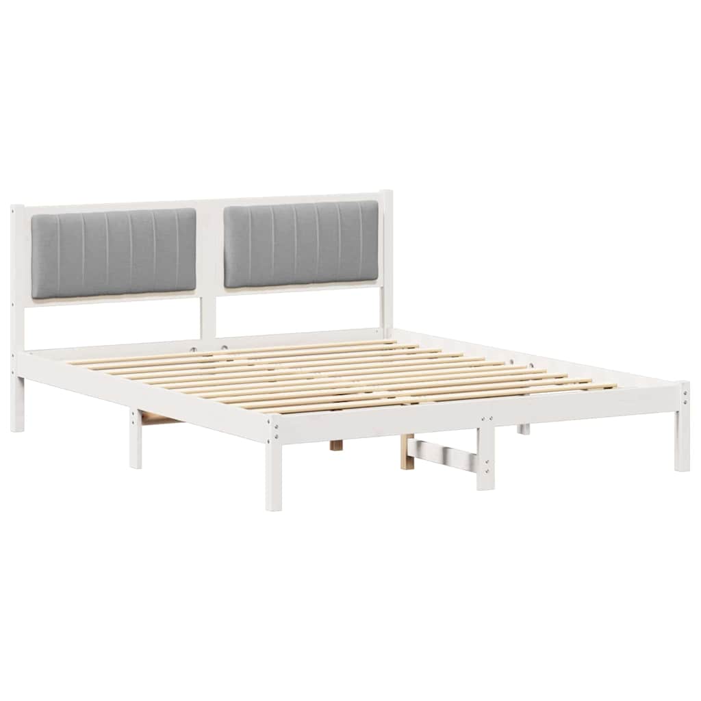Bettgestell mit gepolstertem Kopfteil Hellgrau 160 x 200 cm