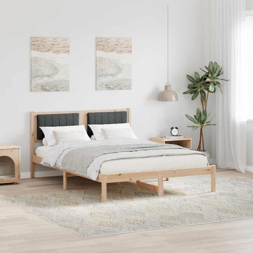 Bettgestell mit gepolstertem Kopfteil Dunkelgrau 140 x 200 cm