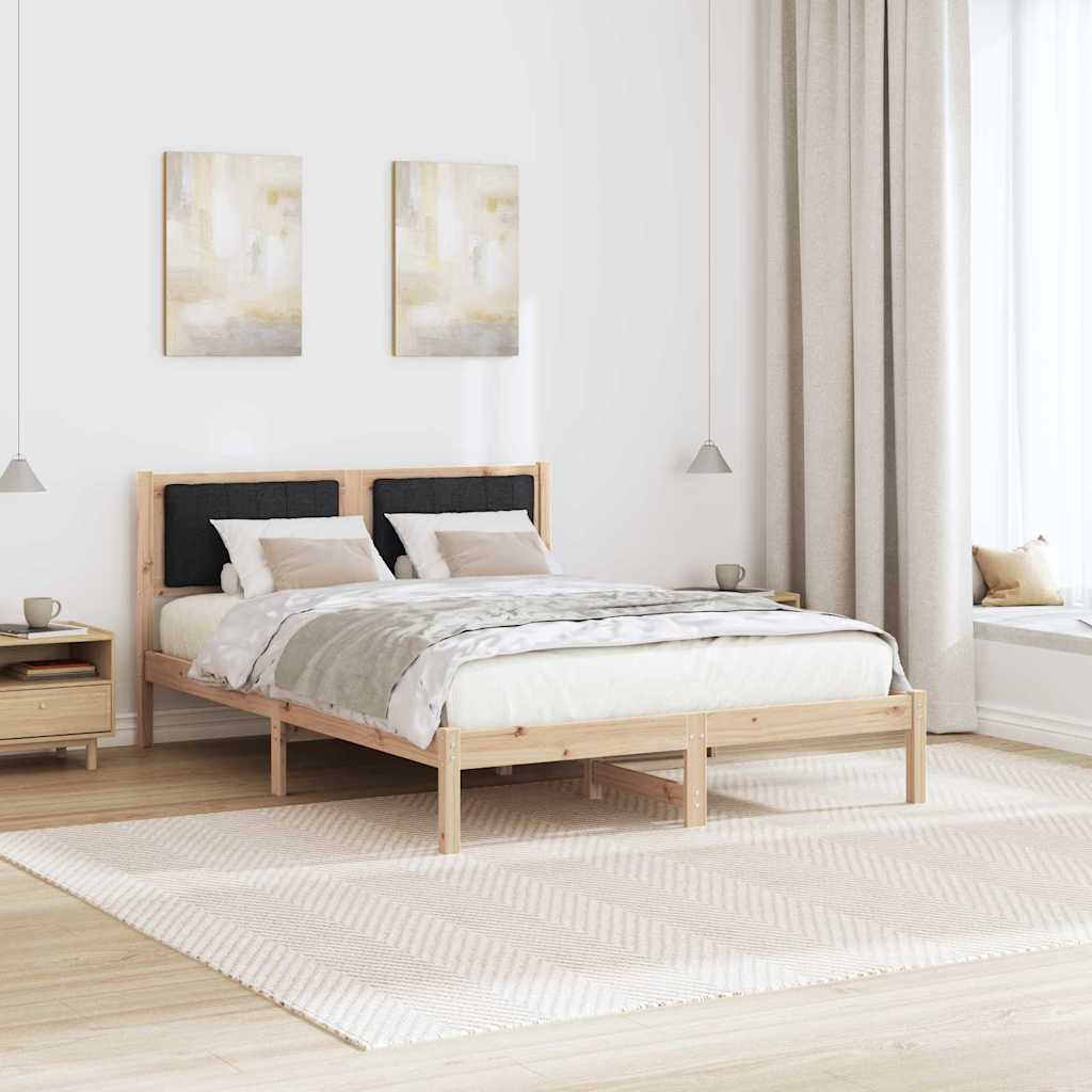 Bettgestell mit gepolstertem Kopfteil Schwarz 135 x 190 cm