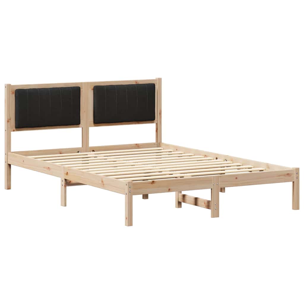 Bettgestell mit gepolstertem Kopfteil Schwarz 135 x 190 cm