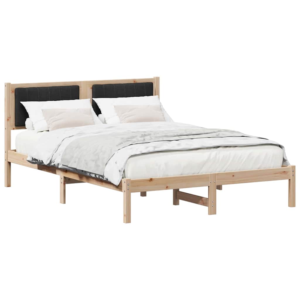Bettgestell mit gepolstertem Kopfteil Schwarz 135 x 190 cm