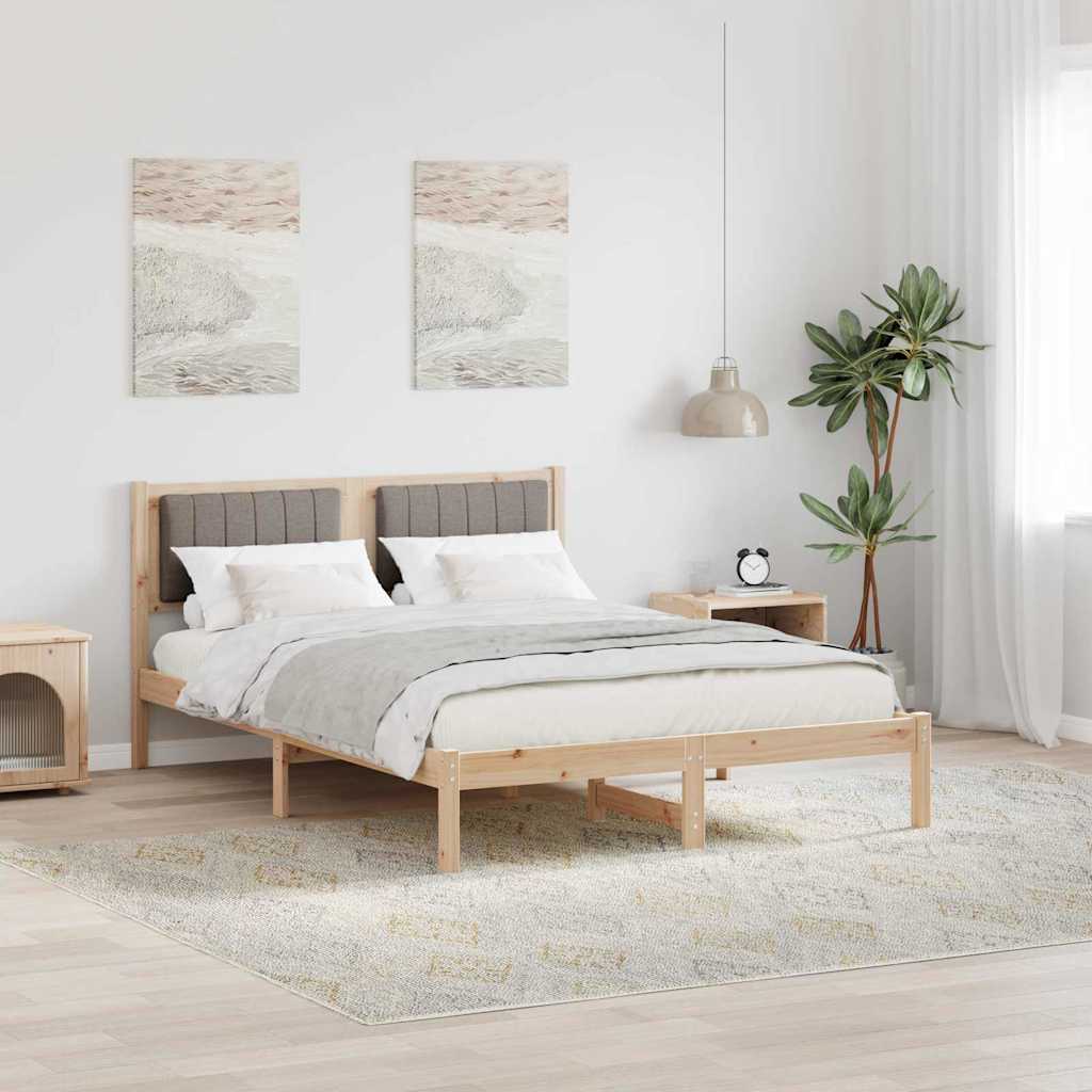 Bettgestell mit gepolstertem Kopfteil Taupe 135 x 190 cm