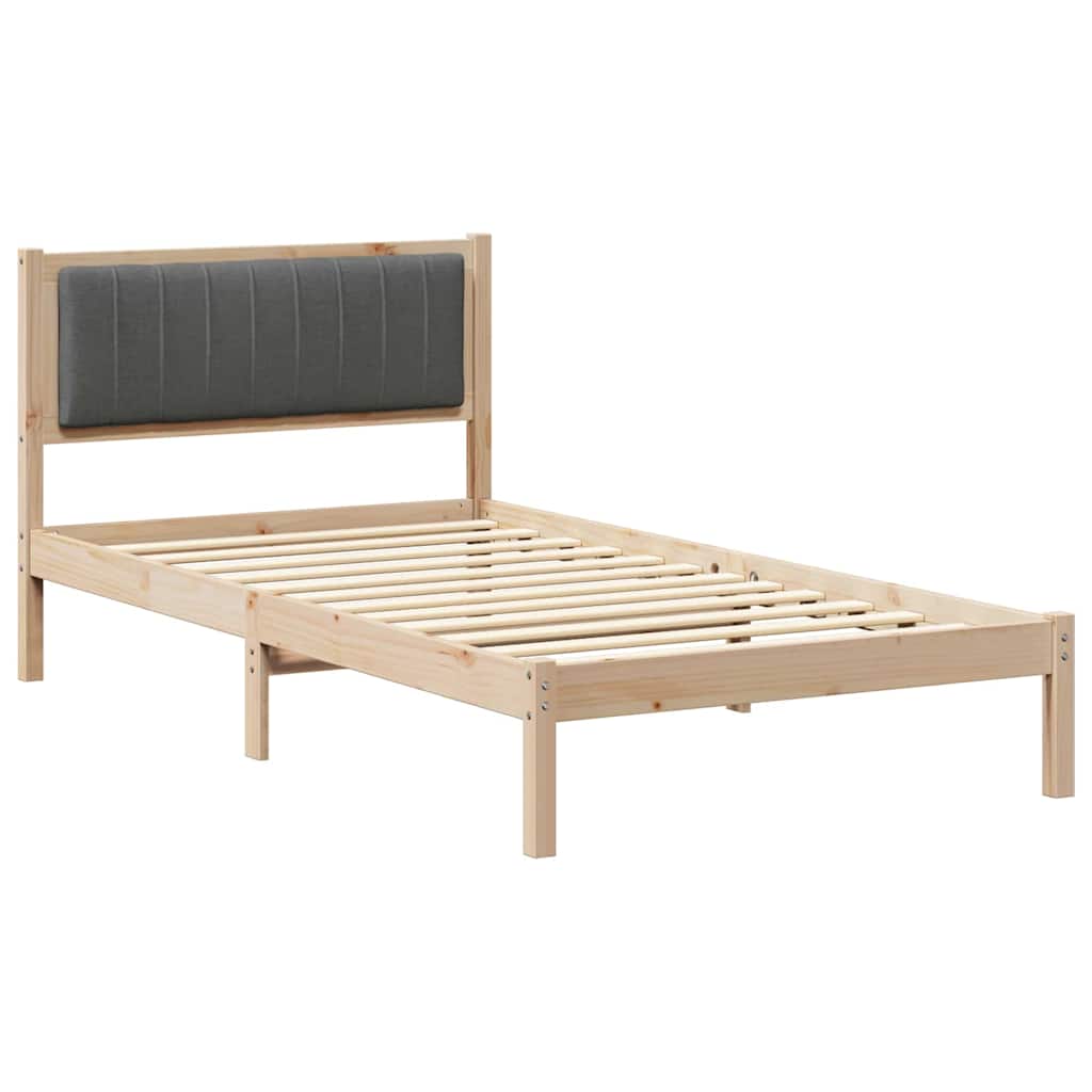 Bettgestell mit gepolstertem Kopfteil Dunkelgrau 100 x 200 cm