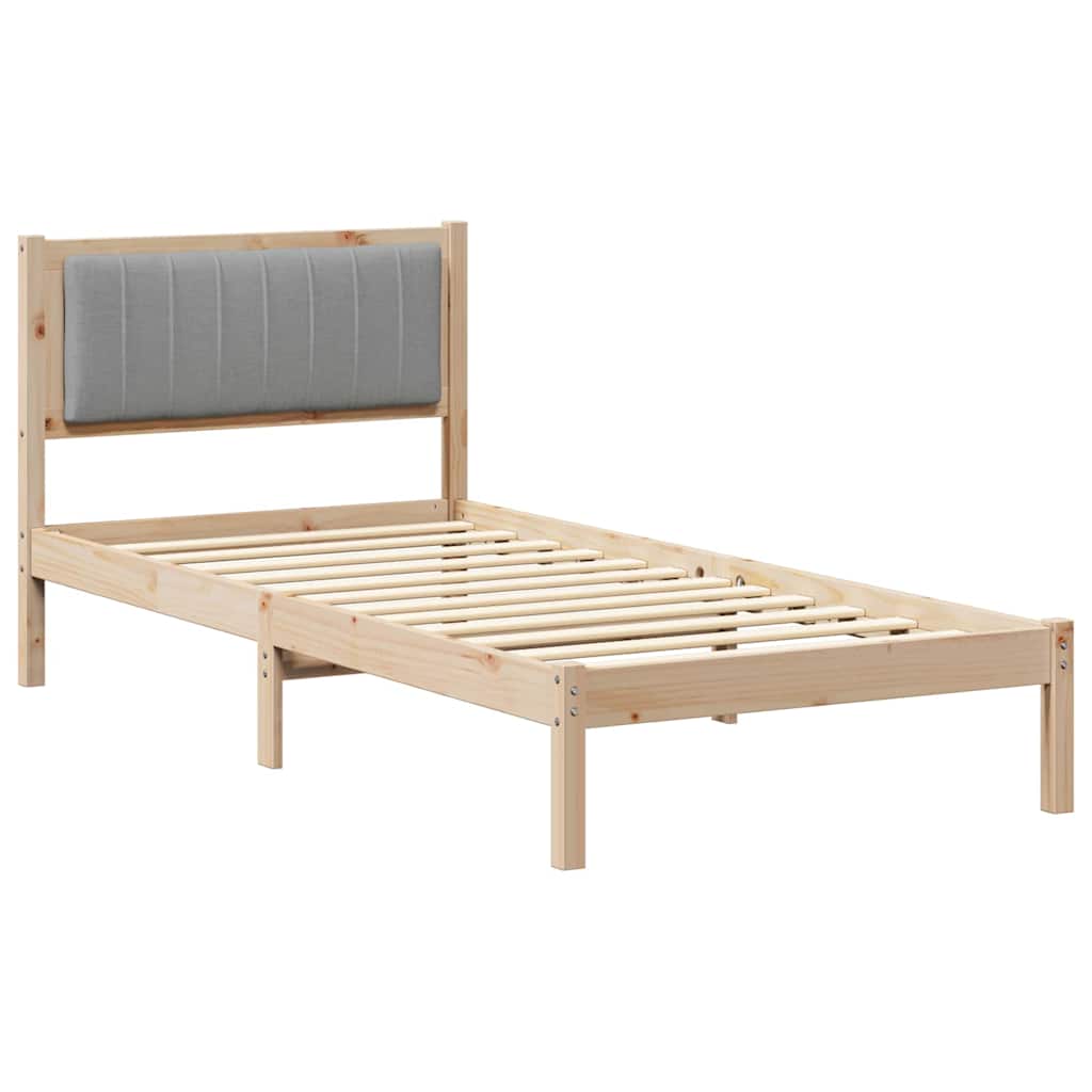 Bettgestell mit gepolstertem Kopfteil Hellgrau 90 x 200 cm