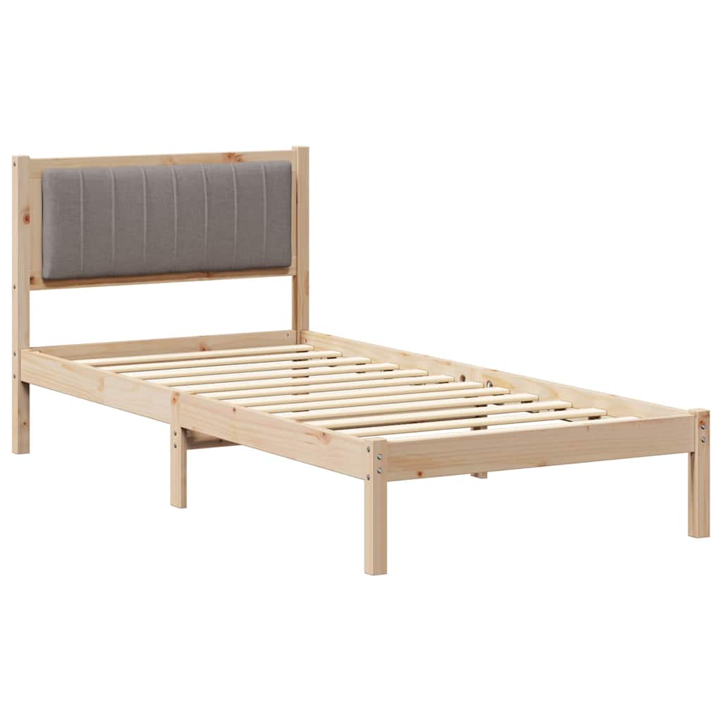 Bettgestell mit gepolstertem Kopfteil Taupe 90 x 200 cm