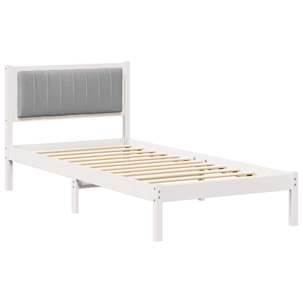 Bettgestell mit gepolstertem Kopfteil Hellgrau 90 x 200 cm