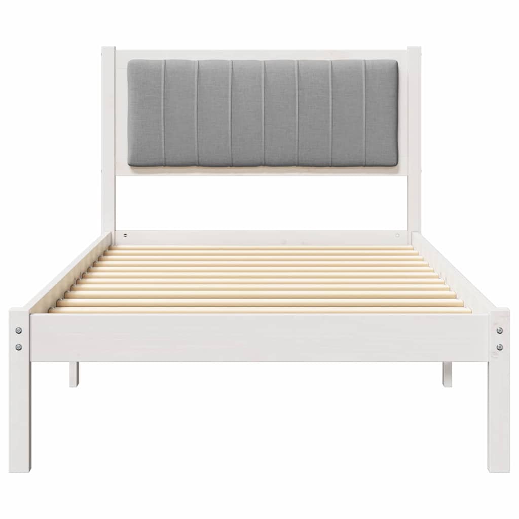 Bettgestell mit gepolstertem Kopfteil Hellgrau 90 x 200 cm