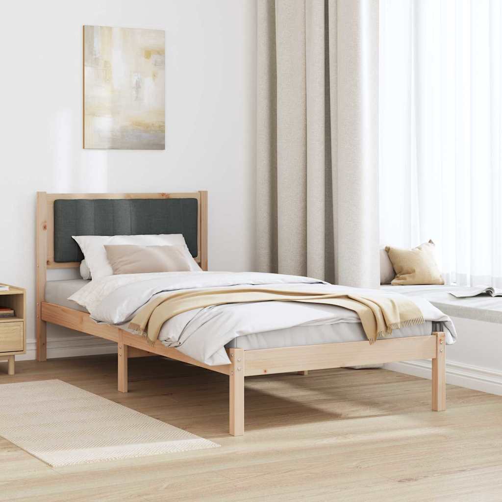 Bettgestell mit gepolstertem Kopfteil Dunkelgrau 90 x 190 cm