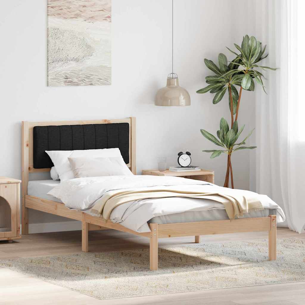 Bettgestell mit gepolstertem Kopfteil Schwarz 90 x 190 cm