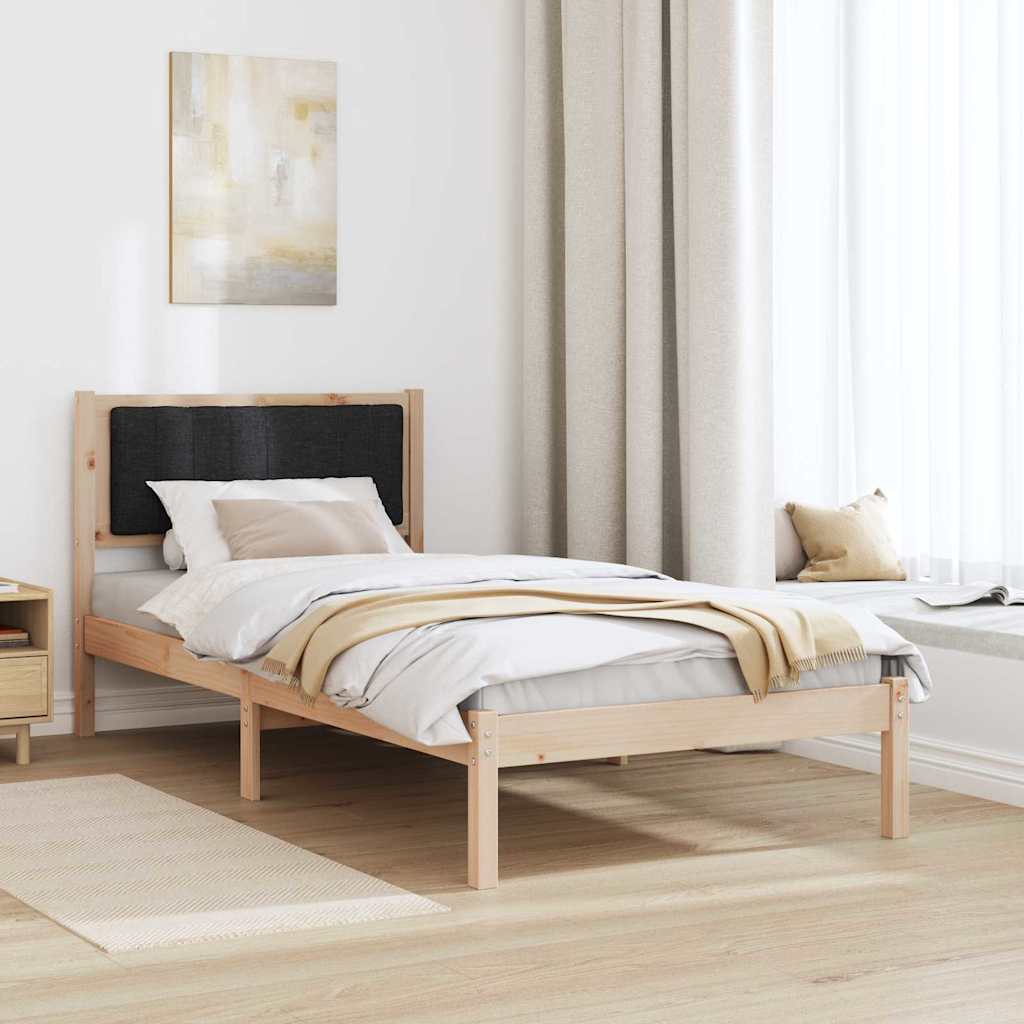 Bettgestell mit gepolstertem Kopfteil Schwarz 90 x 190 cm