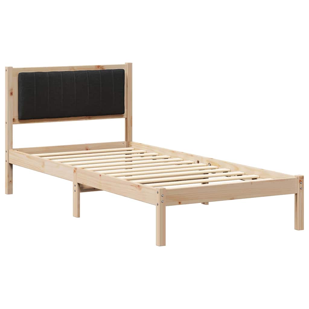 Bettgestell mit gepolstertem Kopfteil Schwarz 90 x 190 cm