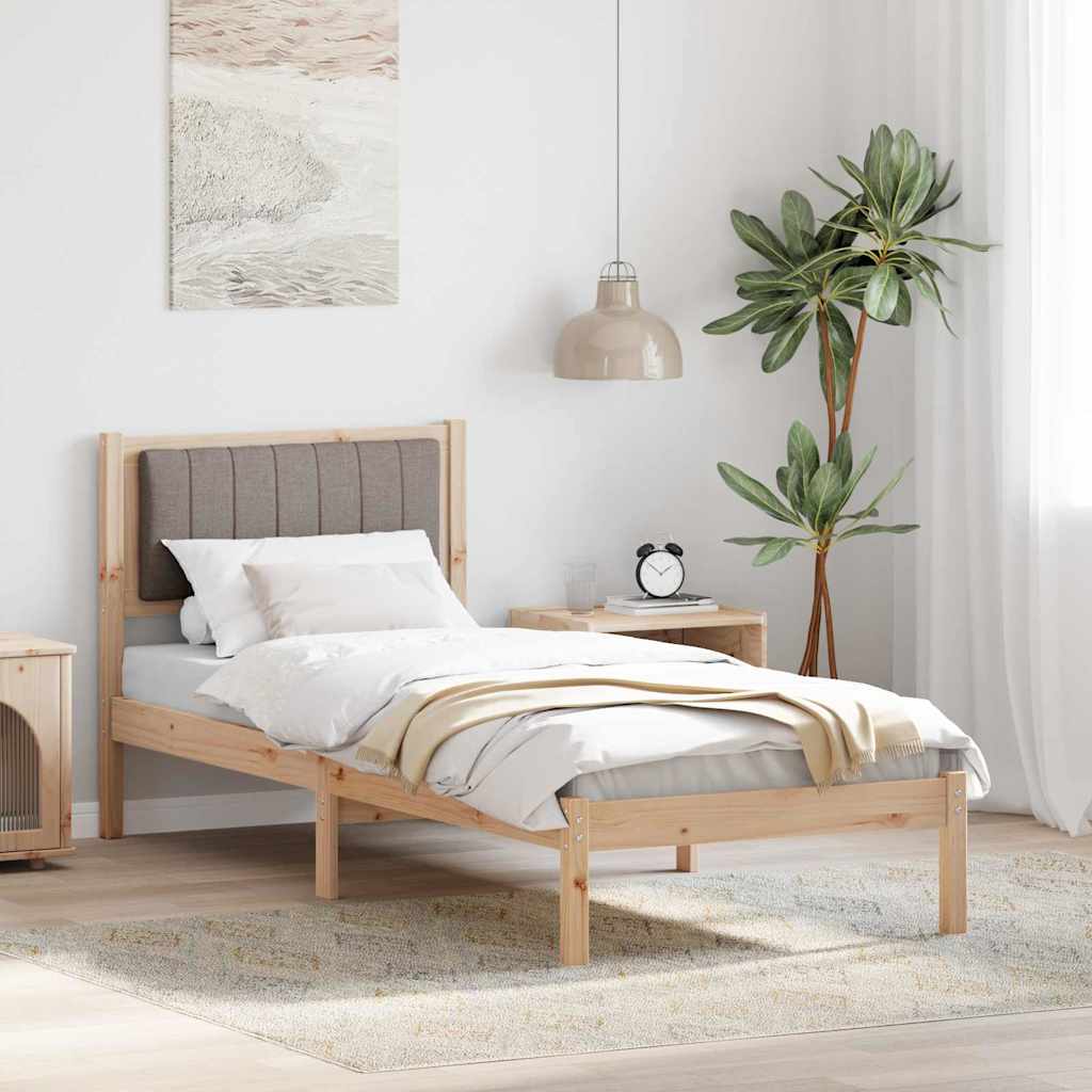 Bettgestell mit gepolstertem Kopfteil Taupe 75 x 190 cm