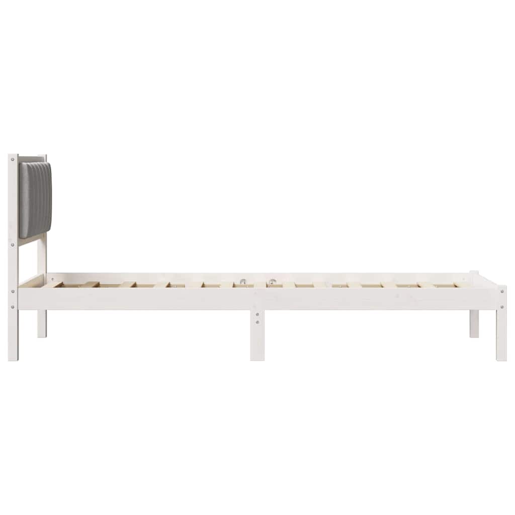 Bettgestell mit gepolstertem Kopfteil Hellgrau 75 x 190 cm