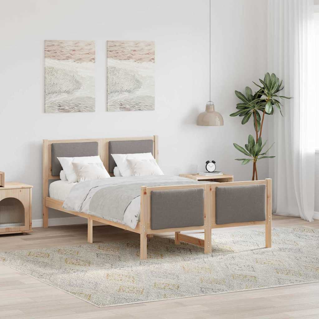 Bettrahmen mit Kopfteil Taupe 120 x 200 cm Stoff
