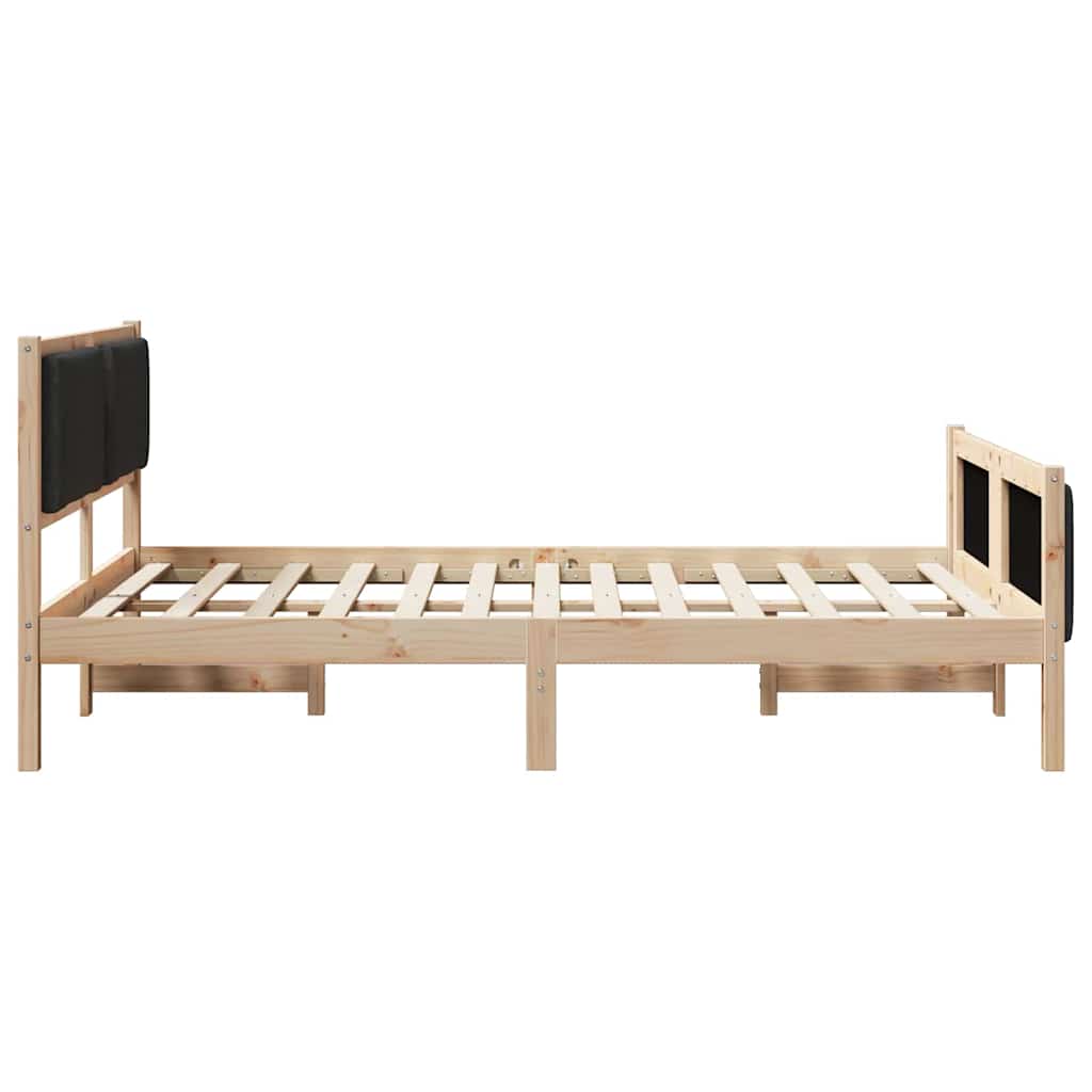 Bettrahmen mit Kopfteil Schwarz 140 x 190 cm Stoff