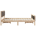 Bettrahmen mit Kopfteil Taupe 135 x 190 cm Stoff