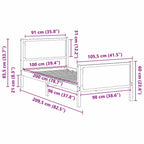 Bettrahmen mit Kopfteil Hellgrau 100 x 200 cm Stoff