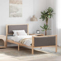 Bettrahmen mit Kopfteil Taupe 90 x 190 cm Stoff