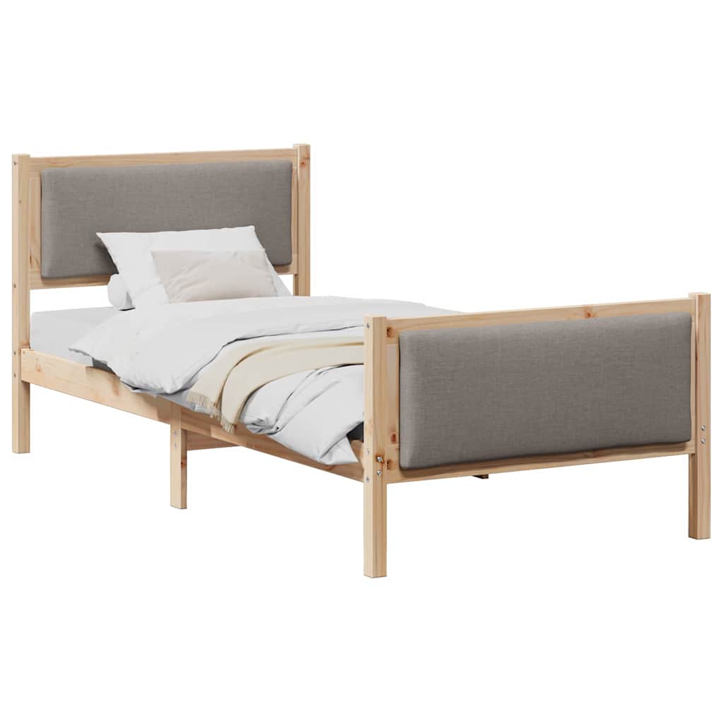 Bettrahmen mit Kopfteil Taupe 90 x 190 cm Stoff