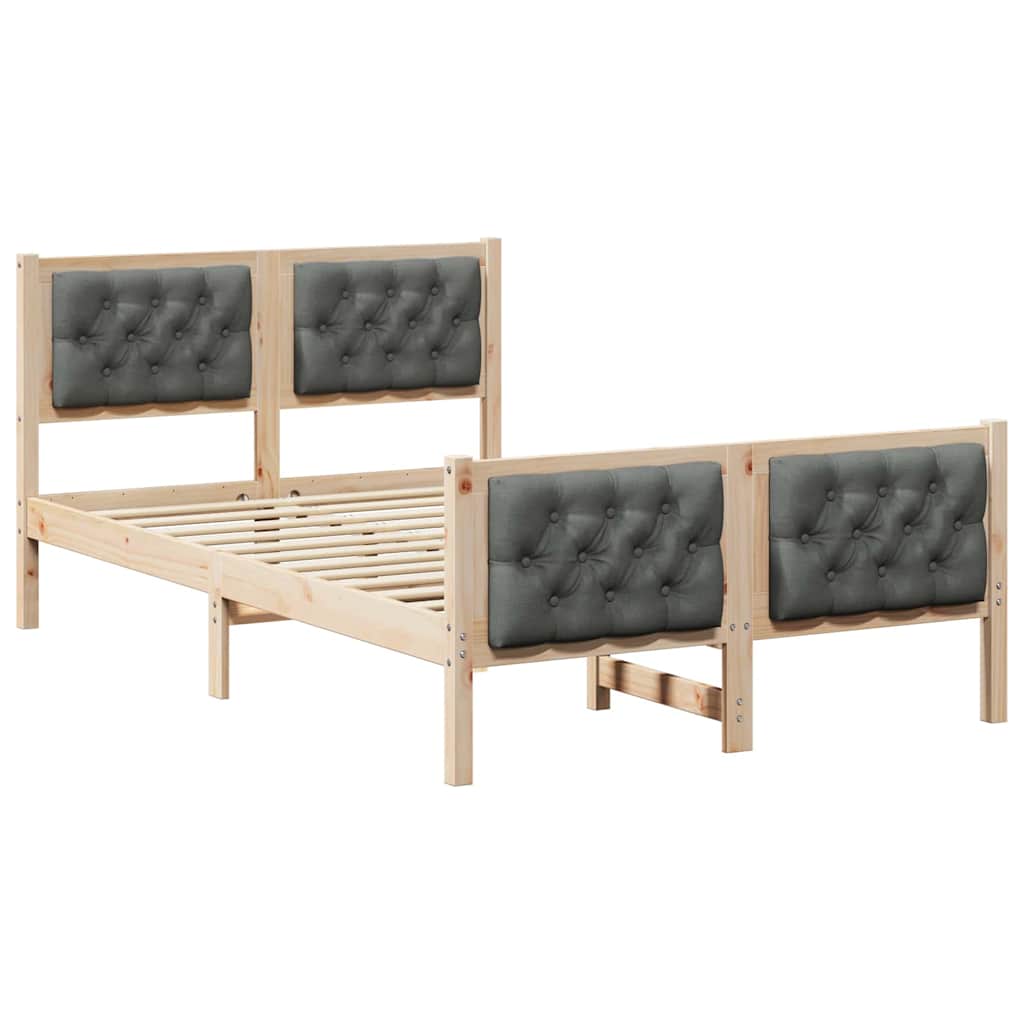 Bettrahmen Dunkelgrau 120 x 200 cm Massives Kiefernholz