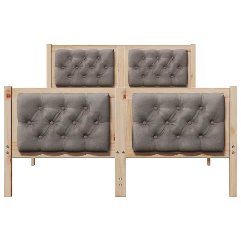 Bettrahmen mit Kopfteil Taupe 120 x 200 cm Massives Kiefernholz