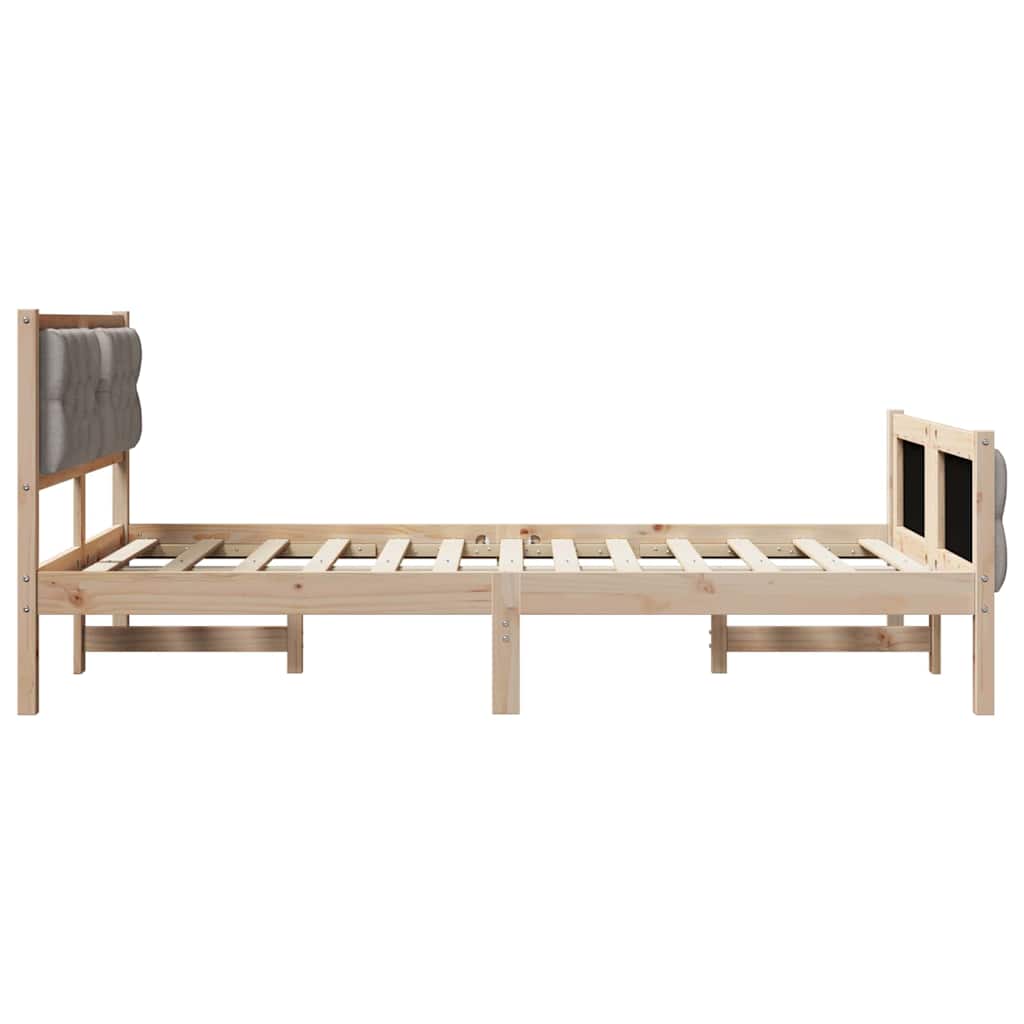 Bettrahmen mit Kopfteil Taupe 120 x 200 cm Massives Kiefernholz