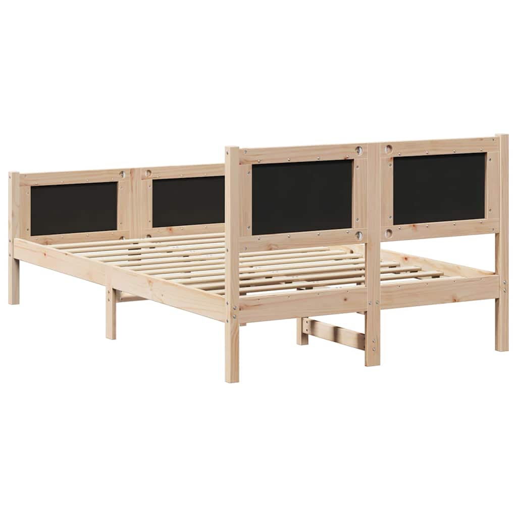 Bettrahmen Schwarz 135 x 190 cm Massives Kiefernholz