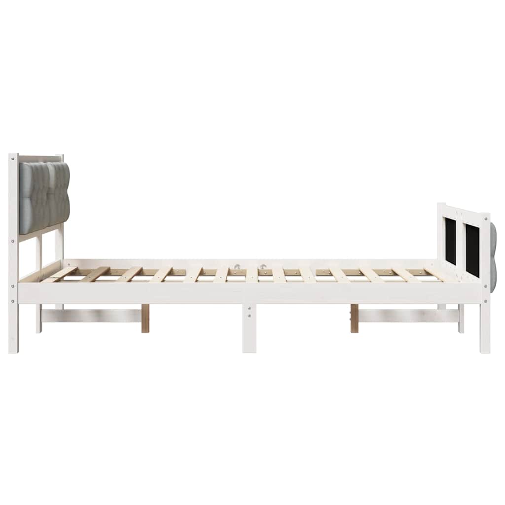 Bettrahmen Hellgrau 135 x 190 cm Massives Kiefernholz