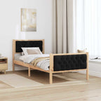 Bettrahmen Schwarz 90 x 200 cm Massives Kiefernholz