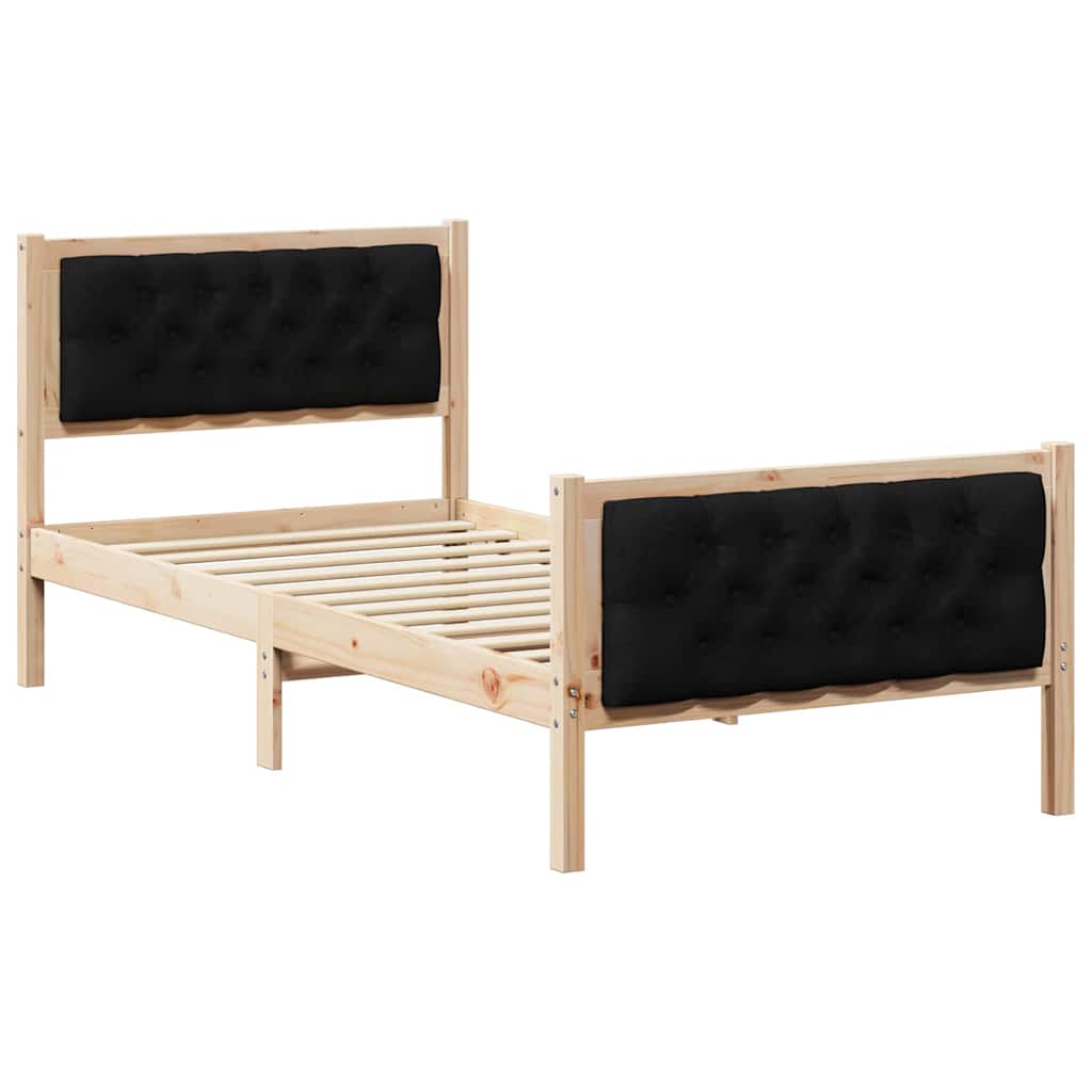 Bettrahmen Schwarz 90 x 200 cm Massives Kiefernholz