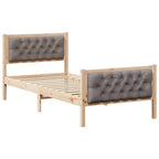 Bettrahmen mit Kopfteil Taupe 90 x 200 cm Massives Kiefernholz