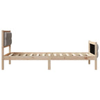 Bettrahmen mit Kopfteil Taupe 90 x 200 cm Massives Kiefernholz