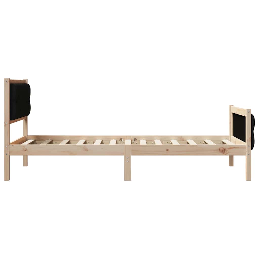 Bettrahmen Schwarz 90 x 190 cm Massives Kiefernholz