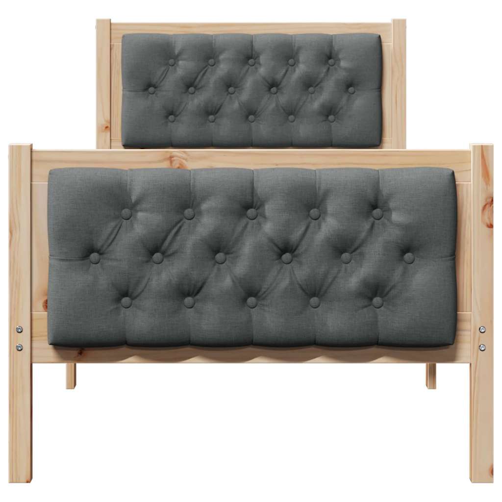 Bettrahmen Dunkelgrau 75 x 190 cm Massives Kiefernholz