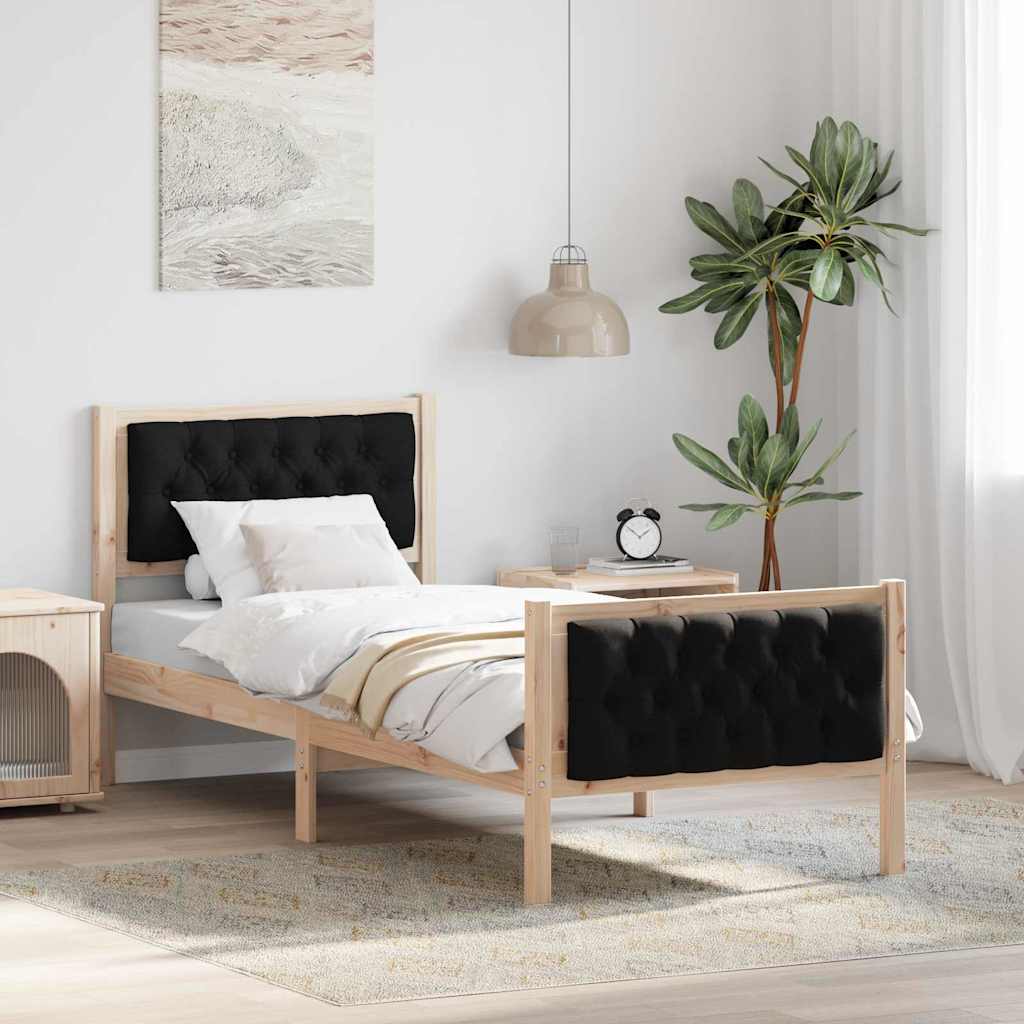 Bettrahmen Schwarz 75 x 190 cm Massives Kiefernholz