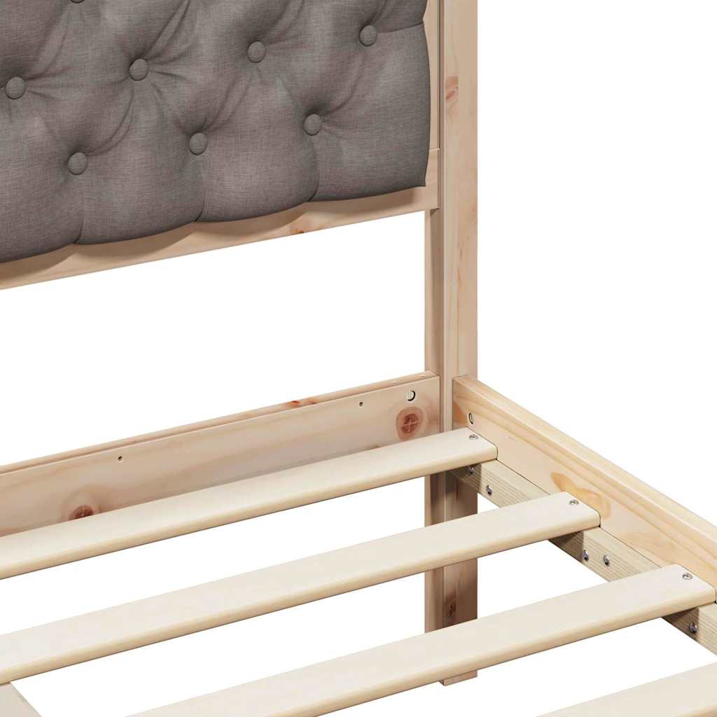 Bettrahmen mit Kopfteil Taupe 75 x 190 cm Massives Kiefernholz