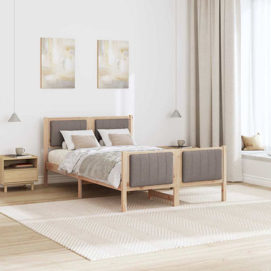 Bettgestell Braun und Taupe 120 x 200 cm Massivholz Kiefer