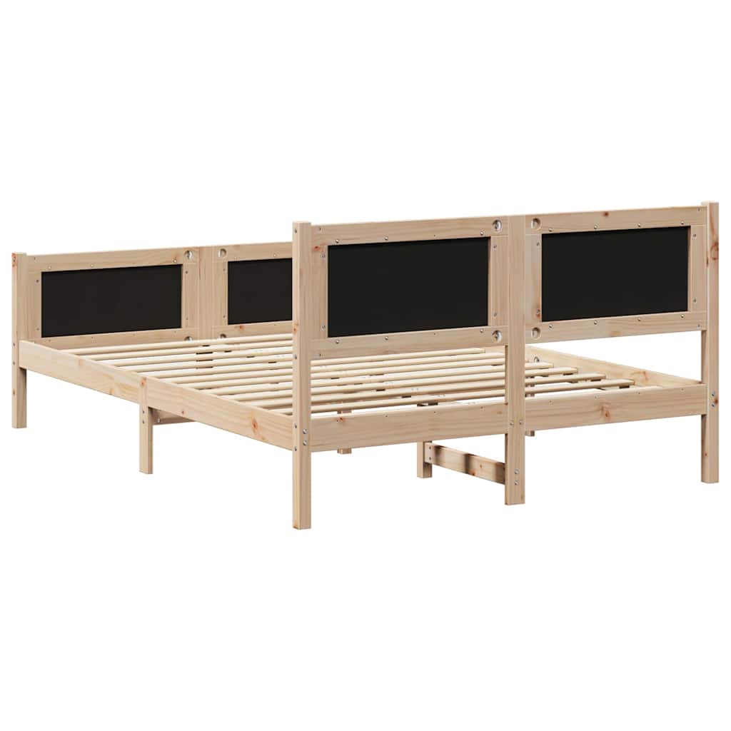 Bettgestell Braun und hellgrau 135 x 190 cm Massivholz Kiefer