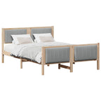 Bettgestell Braun und hellgrau 135 x 190 cm Massivholz Kiefer